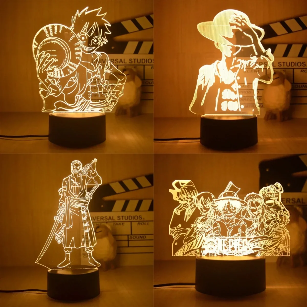 Cartoon Een Stuk Luffy Zoro 3d Lamp Anime Figuur Voor Home Decor Kinderen Nachtlampje Tafellamp Verjaardag Kids Cadeau Actie Speelgoed