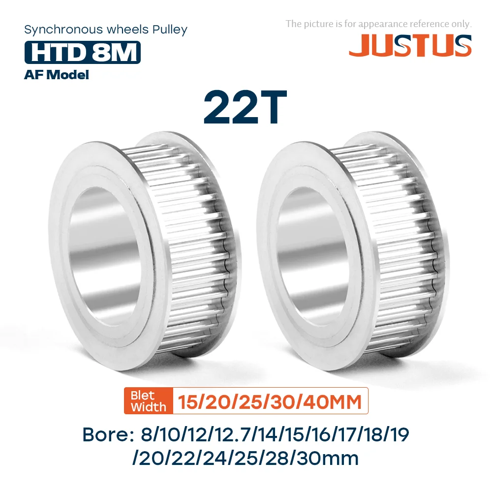

HTD 8M 22T Synchronous Pulley for 8M Timing Belt Pitch 8mm Bore 8-30mm Diameter Compatible with 15/20/25/30/40mm Belts
