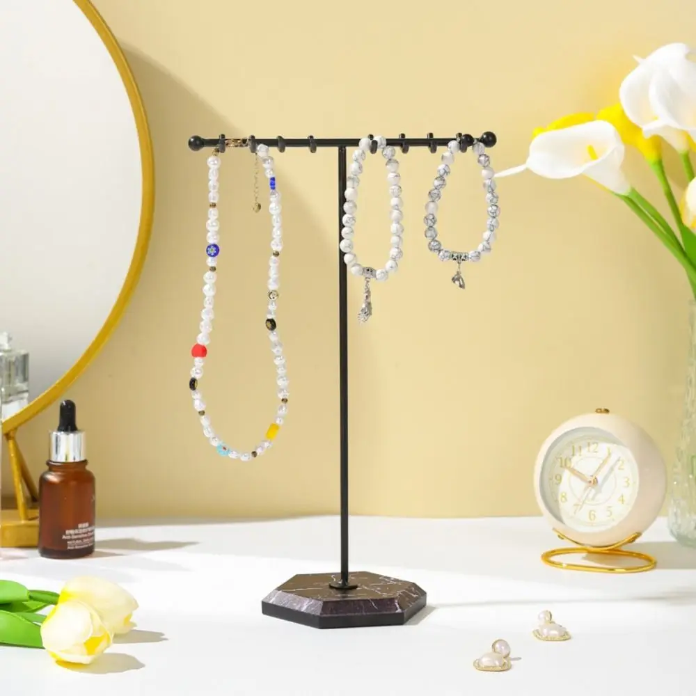 

Storage Shelf Earrings Display Holder T-Style Stable Base Necklace Stand Bracelet Organizer Iron Jewelry Showing Rack Gifts