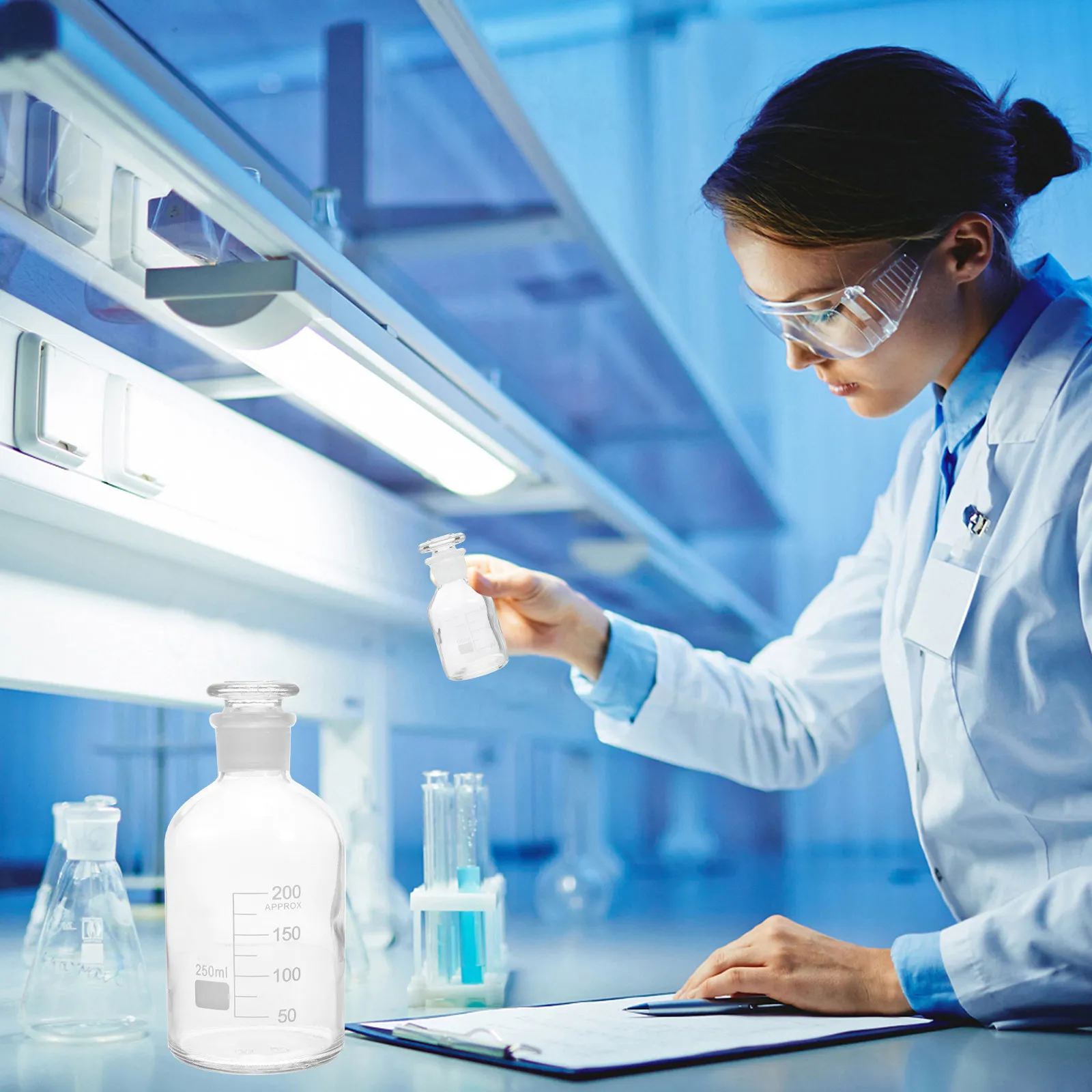 

1Pcs Borosilicate Glass Reagent Bottle Wide Mouth Laboratory Sample Bottle Chemical Solution Storage Sample Bottles