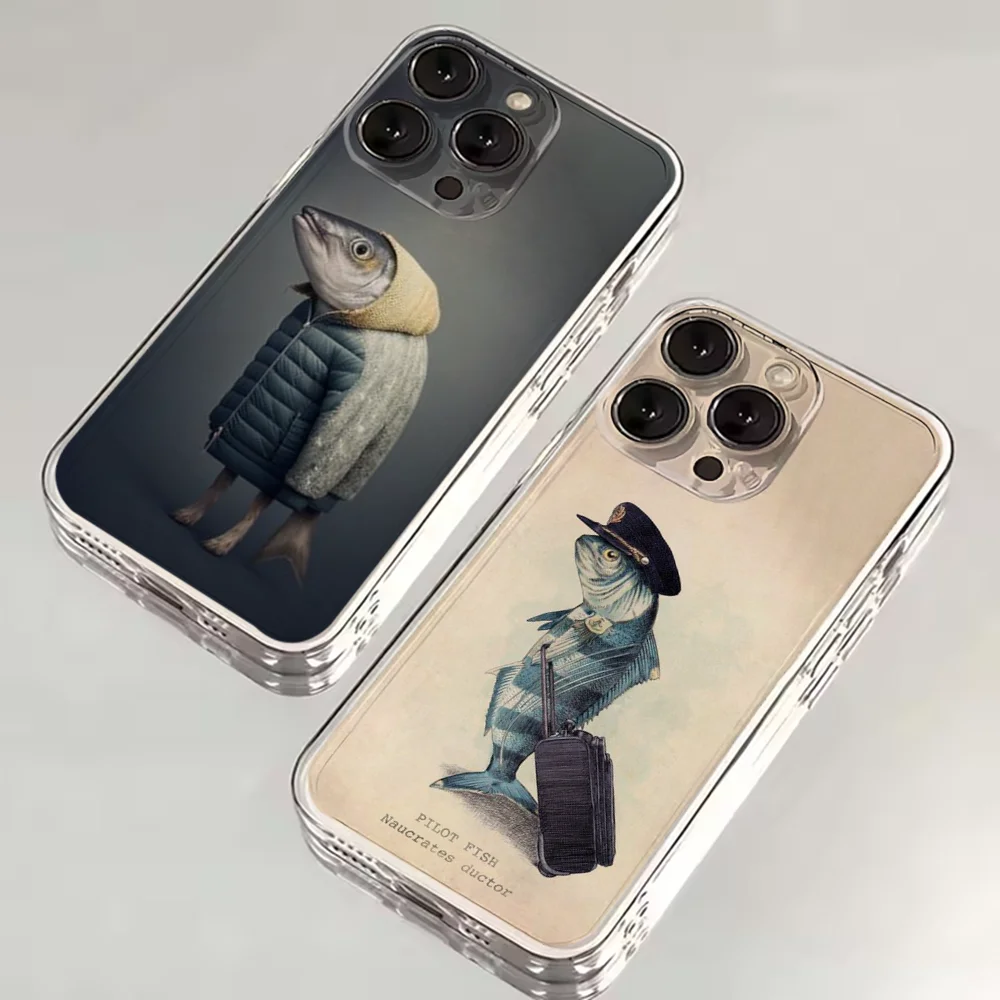 

Fish Funny Sardines Phone Case For iPhone 16,15,14,13,12,11 Plus,Pro,Max,XR,XS,X,7,8 SE,Mini Transparent Silicone Soft