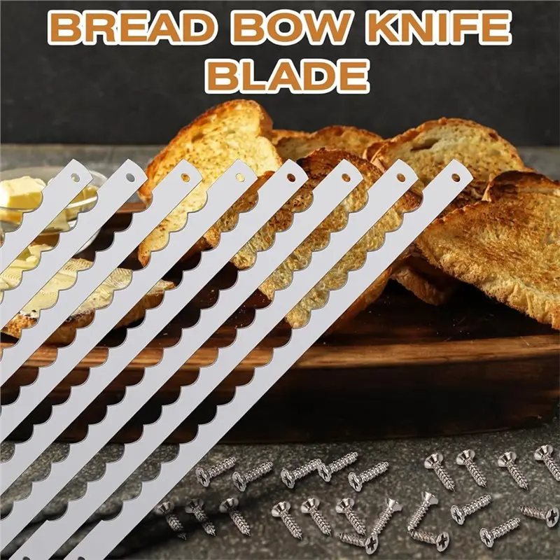 ABUN 12 Pack Stainless Steel Bread Knife Blades Replacement with Screws 10.8 Inch for Homemade Bread Cake Cutting Tools