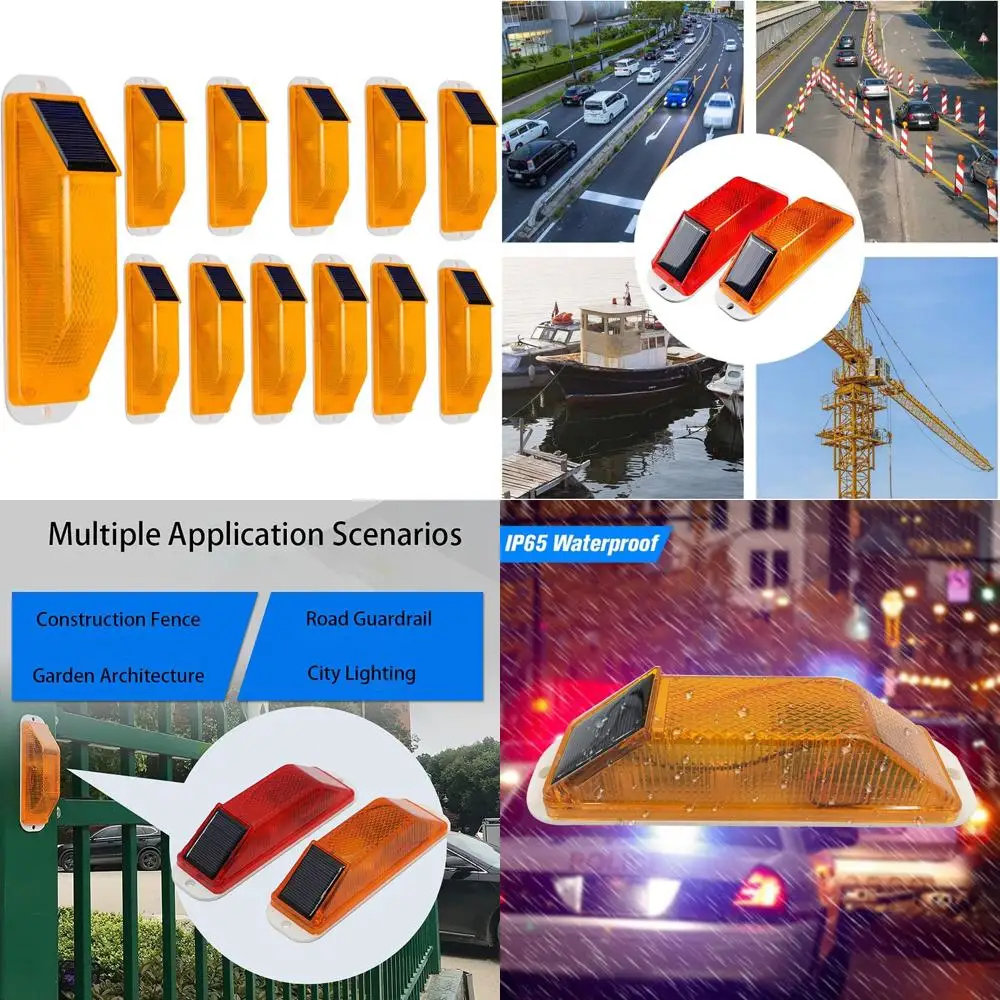 

Super Bright IP65 Waterproof LED Strobe Warning Lights, 12-Pack, Yellow for Driveways, Docks, and Marine Use