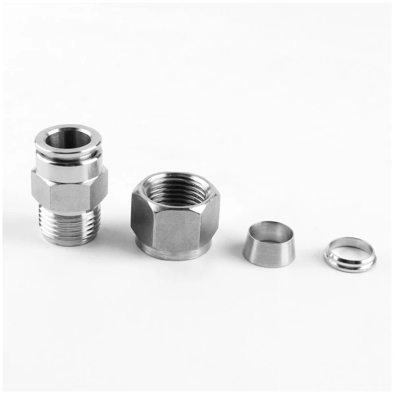 1-50pc 6 8 10 12 14 16mm1/4 3/8 1/2 3/4 Inch OD Tube Compression Union To Push To Connect PZ 304 Stainless Pneumatic Air Fitting