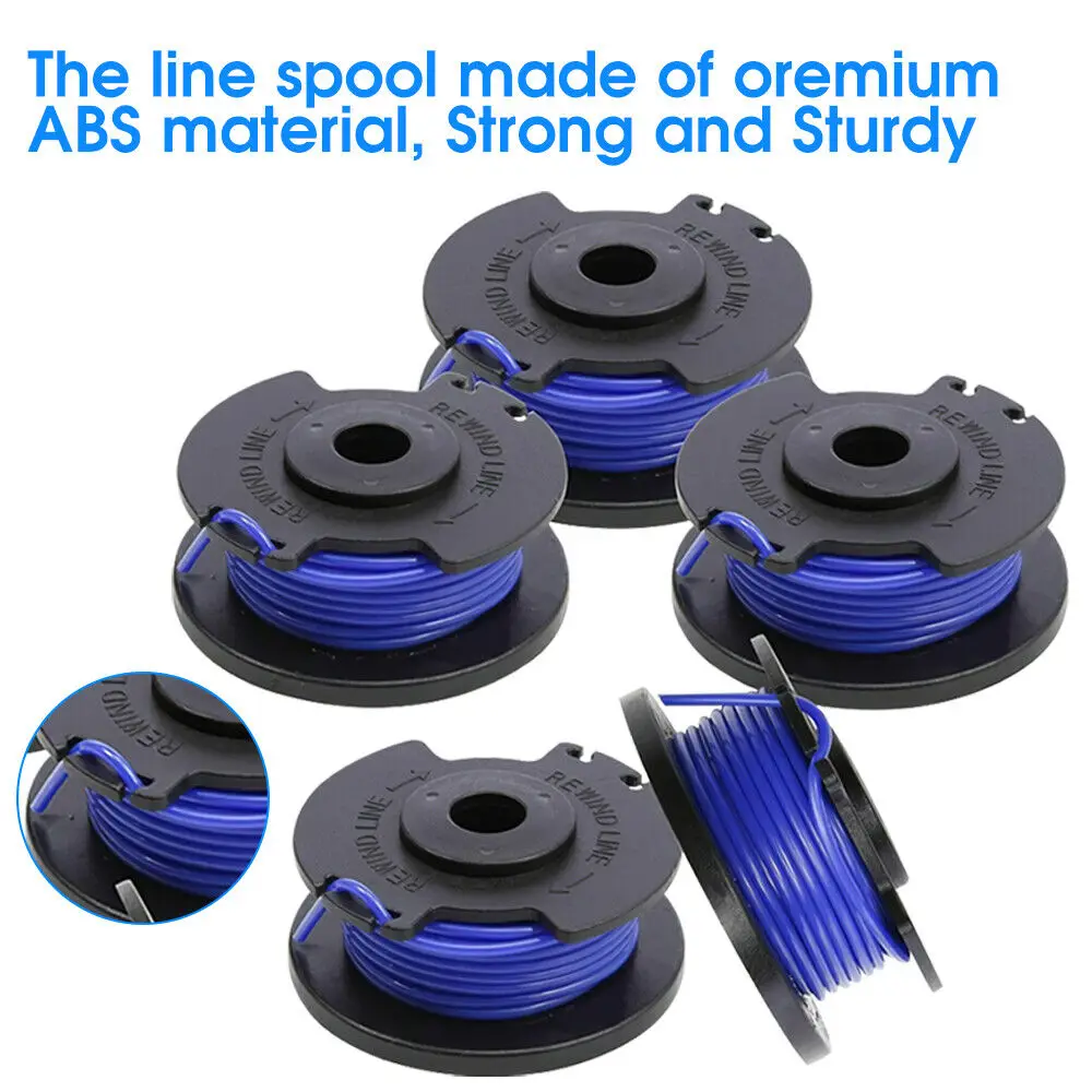 5PCS String Trimmer Spool Replacement For Ryobi AC14RL3A Cordless Trimmers Weed Wacker Trimmer Refill AC14HCA Cover Cap