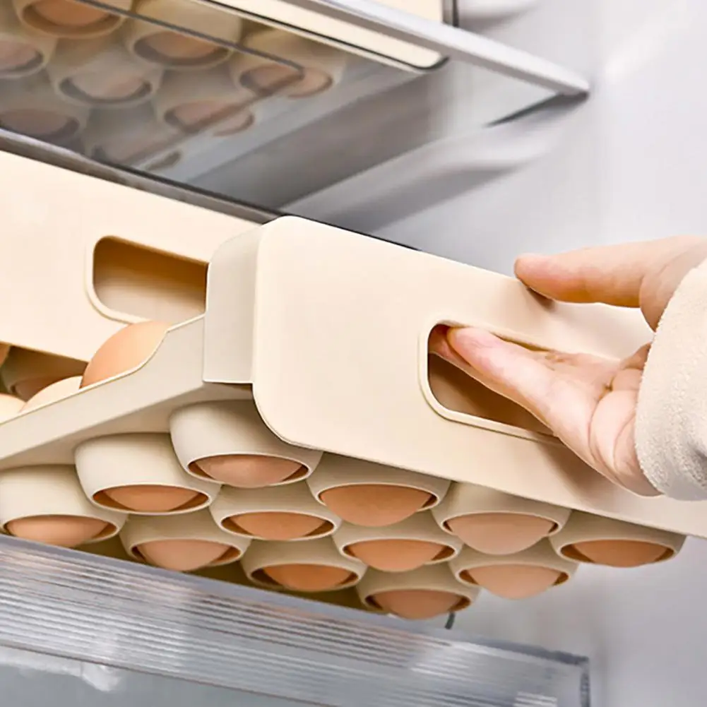 Easy-to-check Egg Tray Capacity Dual Layer Egg Container with Lid for Refrigerator Storage Transparent Design Stackable Egg Tray