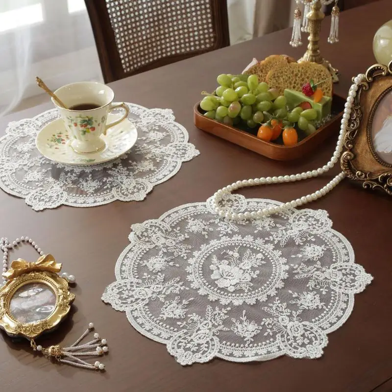 Stylish Retro European Table Mat Exquisite Embroidery for Romantic Dining Environment
