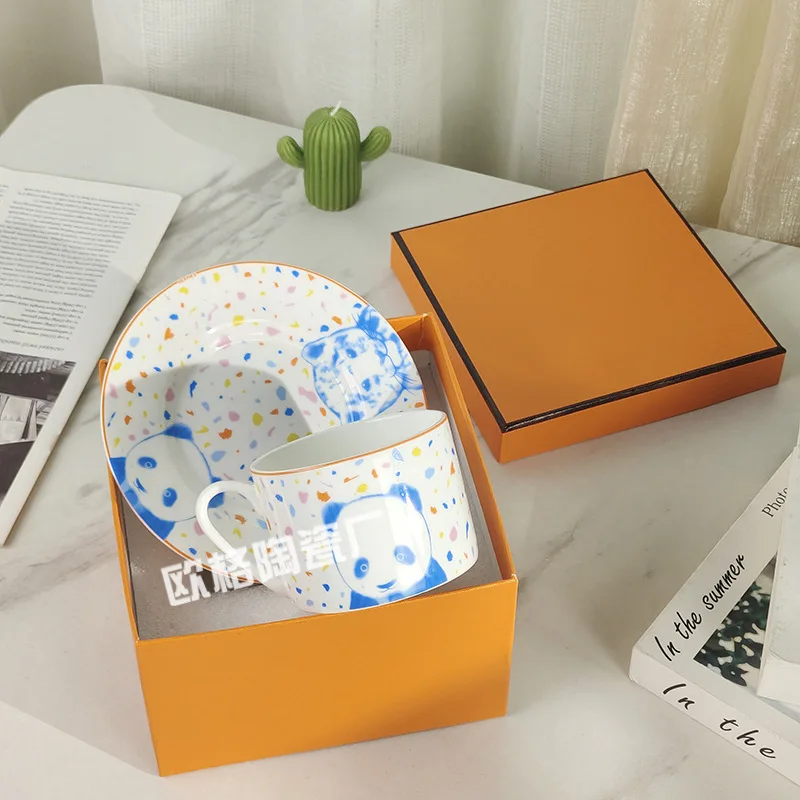 

Fashion European Coffee Cup Set Afternoon Tea Set Black Tea Cup Single Cup and Saucer Gift Box