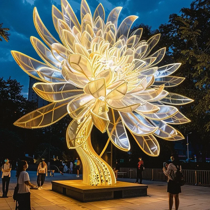 Accesorios personalizados para instalaciones de linternas de crisantemo en edificios urbanos icónicos