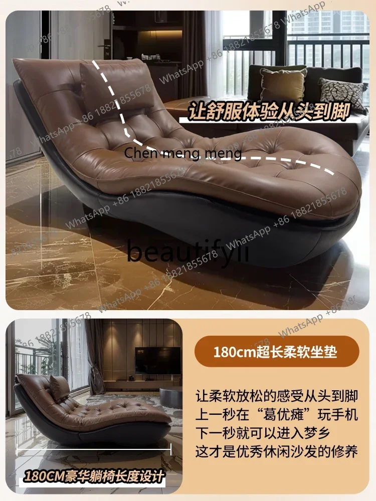 A182 C Recliner light luxury high-end single leather reclining sleeping bedroom princess sofa lazy chair