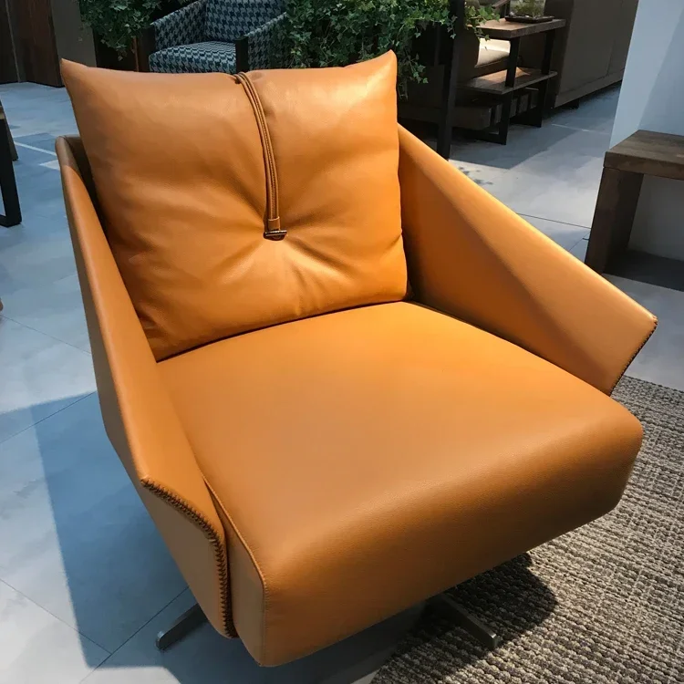 z New Design Modern Light Luxury Single Sofa Chair Nordic Rotating Sofa Leather Leisure Chair