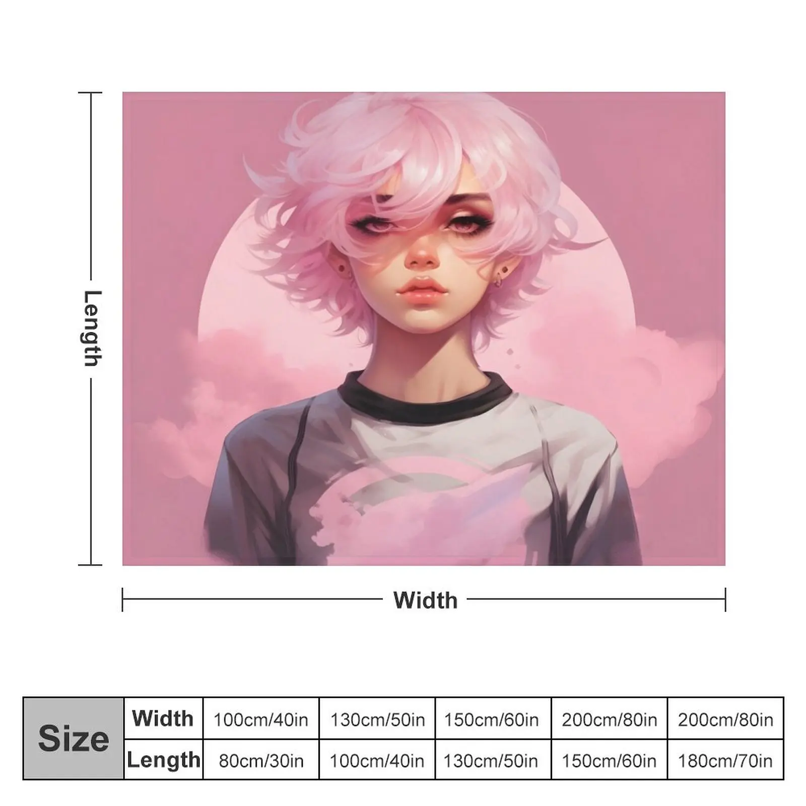 Femboy Pastelgoth Pink Boi Anime Character Throw Blanket Sofas Kid'S Summer Beddings Blankets