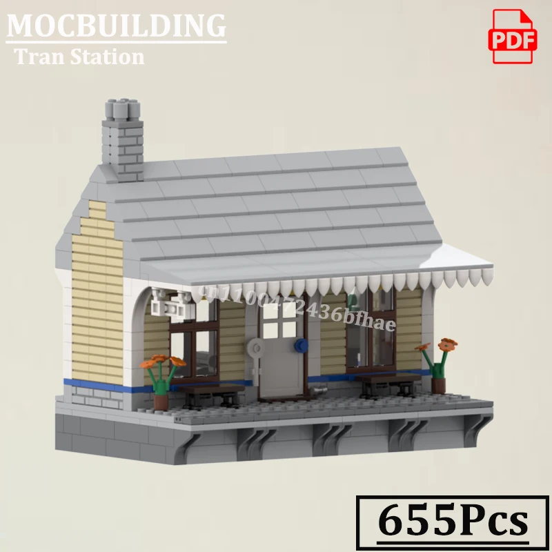 

City Street View Train Station Model MOCBUILDING Creative Railway Buildings Construction Bricks Rings Movie Toys Gift