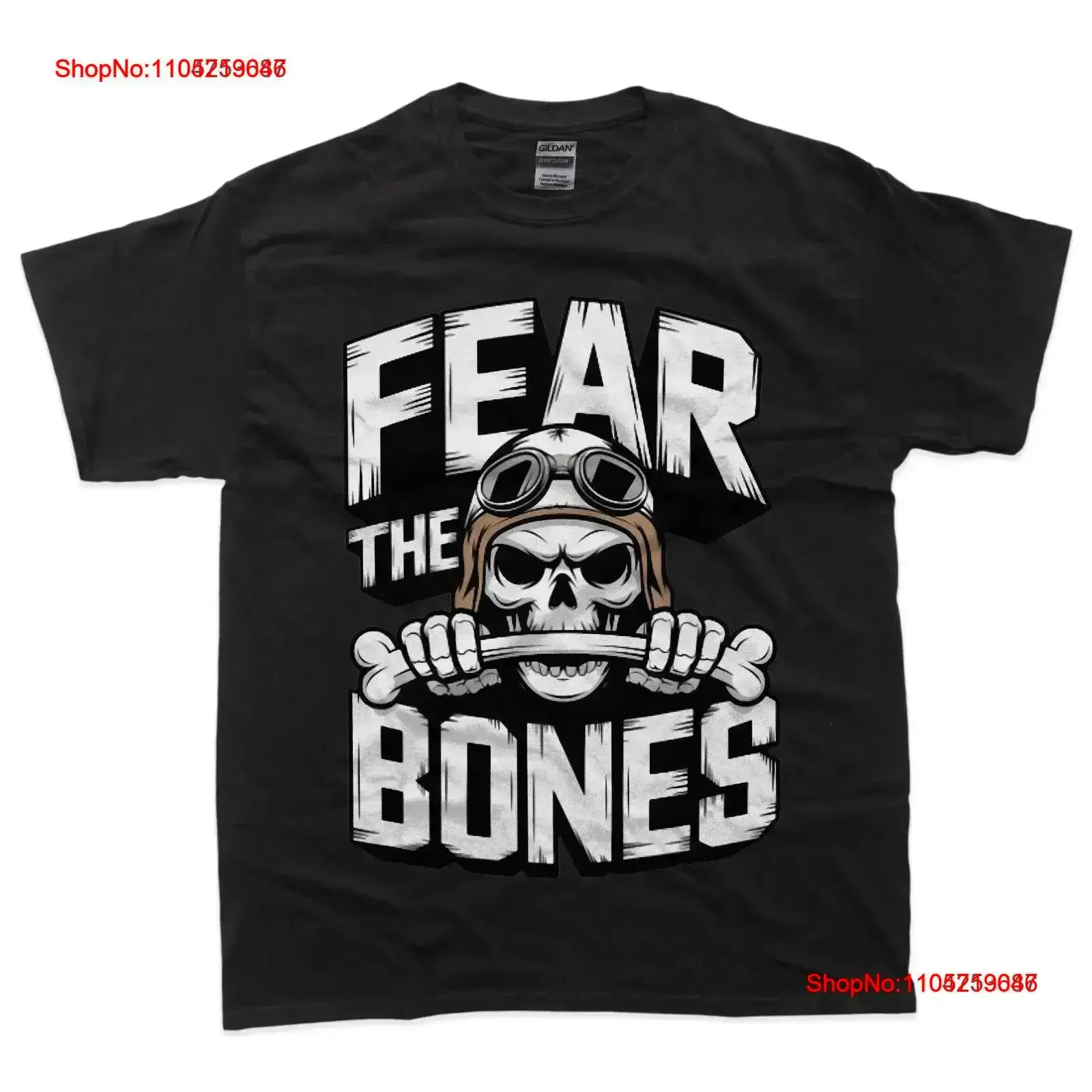 Fear The Bones Skull Squadron Funny T Shirt vintage Washed homme Breathable Stretched streetwear Casual fashion vintage Washed