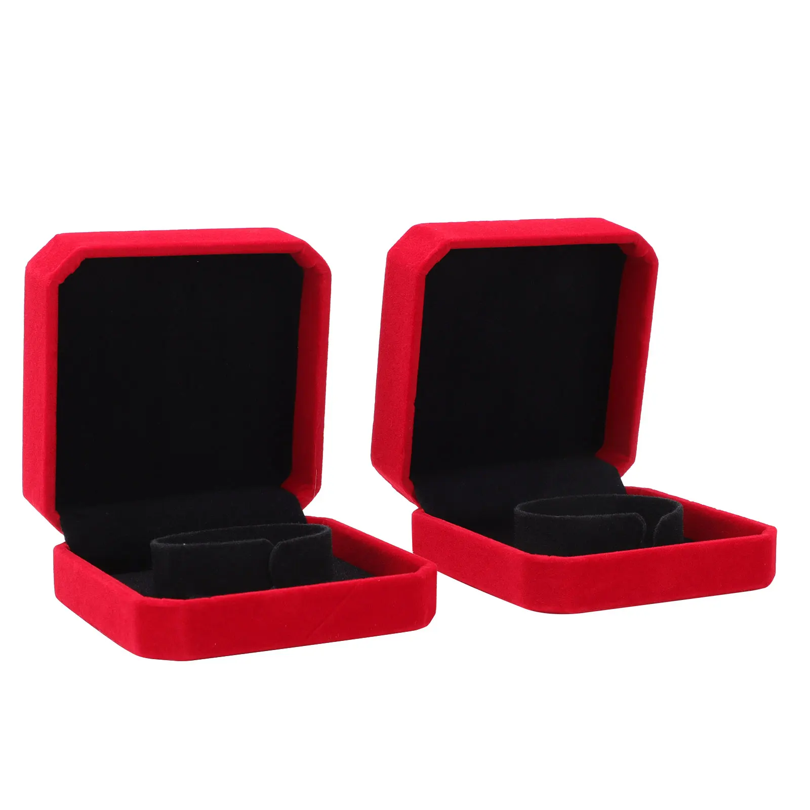 

2pcs Flannel Jewelry Boxes Square Container Lids Storage Portable Space Saving Jewelry Gift Case Packing Boxes