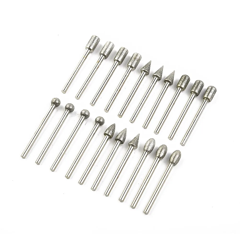 

Accessories Equipment Burr Drill Bits Supplies 20pcs 3mm shank Ceramics Diamond Electroplated Grinding Rotary tools