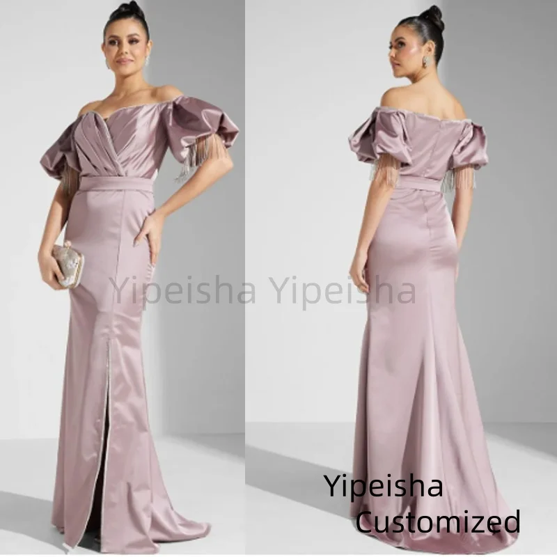 

Customized Elegant Mermaid Prom Dress Off The Shoulder Evening Dress Sleeveless Formal Party Dress Floor Length Saudi Gown