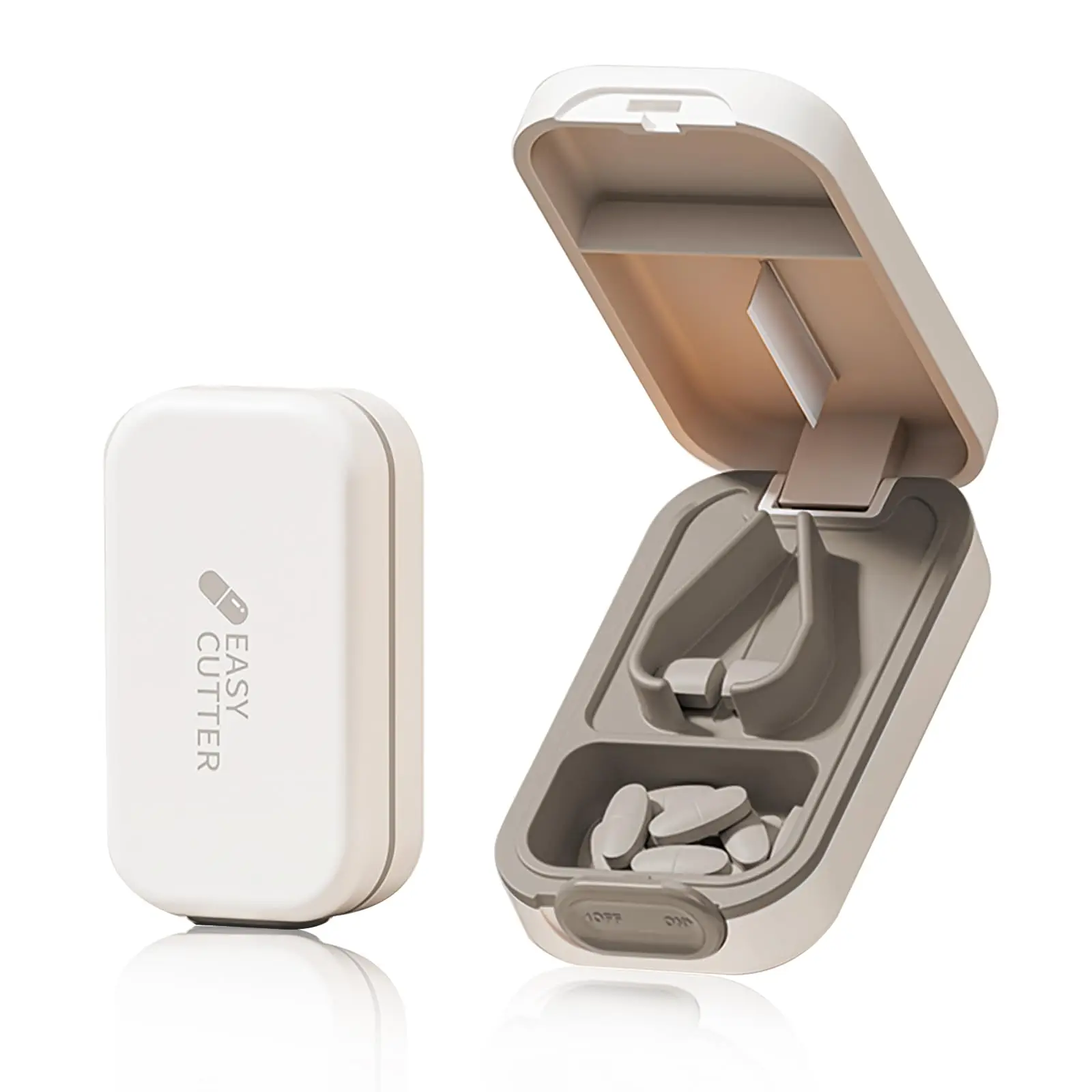 

2 In 1 Mini Pill Cutter With Invisible Storage Box Portable Drug Tablet Medicine Dustproof Divider Organizer Crusher Pill Box