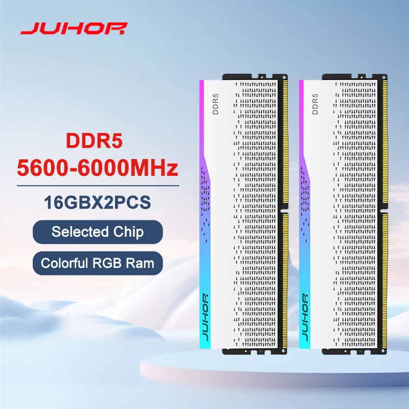 JUHOR Desktop Memory RGB DDR5 16GBX2 6000MHz 5600MHz  Dimm High speed Memoria Ram