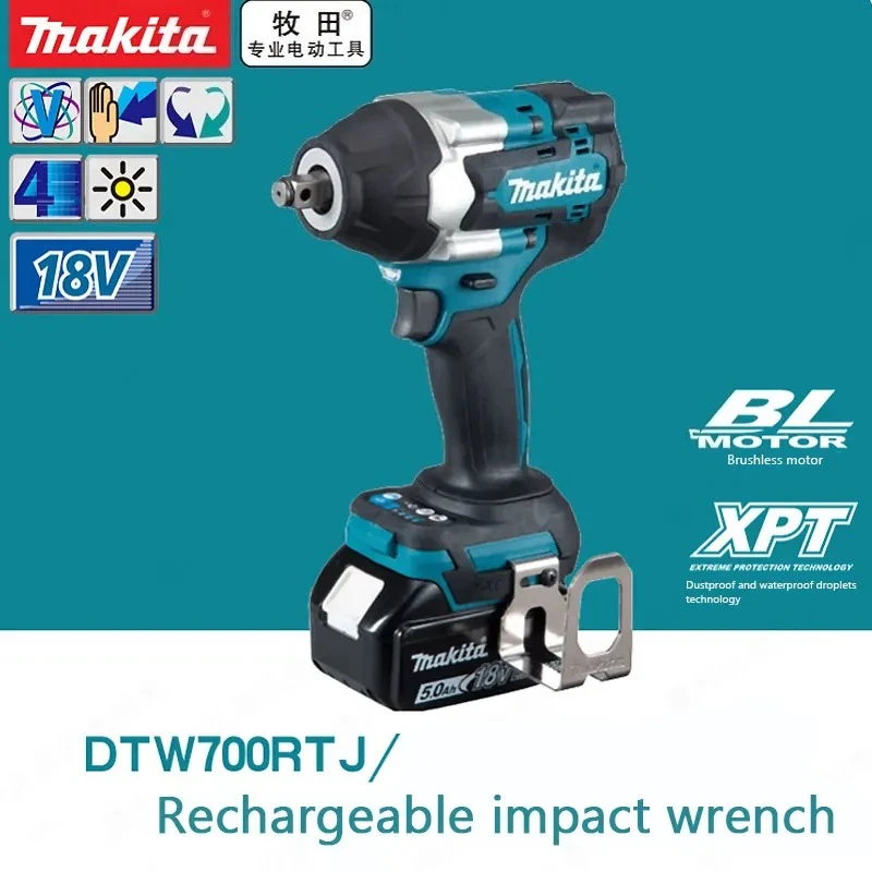 

️DTW700 Makita electric wrench brushless multifunctional 18V car maintenance 1000N. M high torque cordless impact wrenc