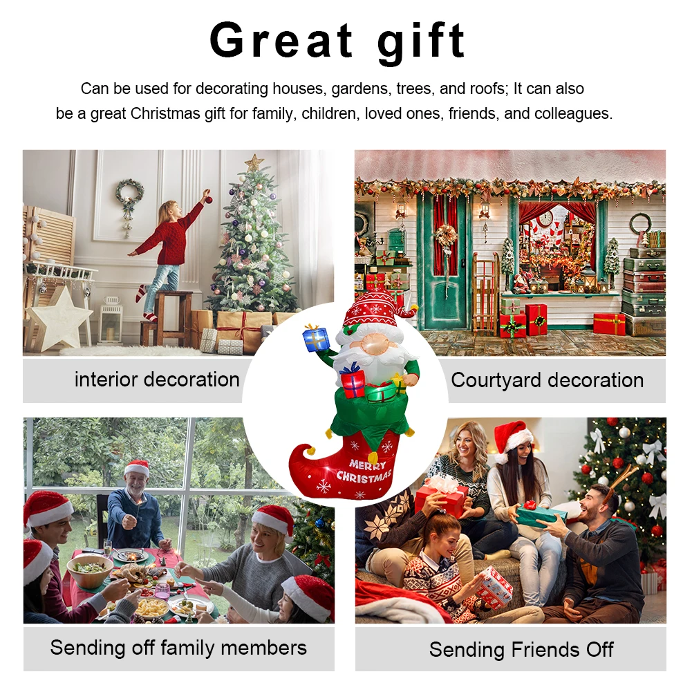 

5 футов надувной Санта-Клаус уличный декор встроенные светодиодные фонари взорвать Санта-Клаус надувной рождественский декор для праздничной вечеринки