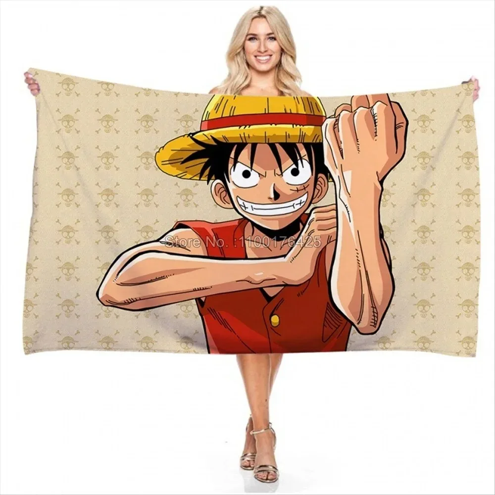 Monkey D. Luffy Cartoon Printed Beach Towel One Piece Anime Barh Towel 75x150cm Barhroom Shower Washcloth Home Decor