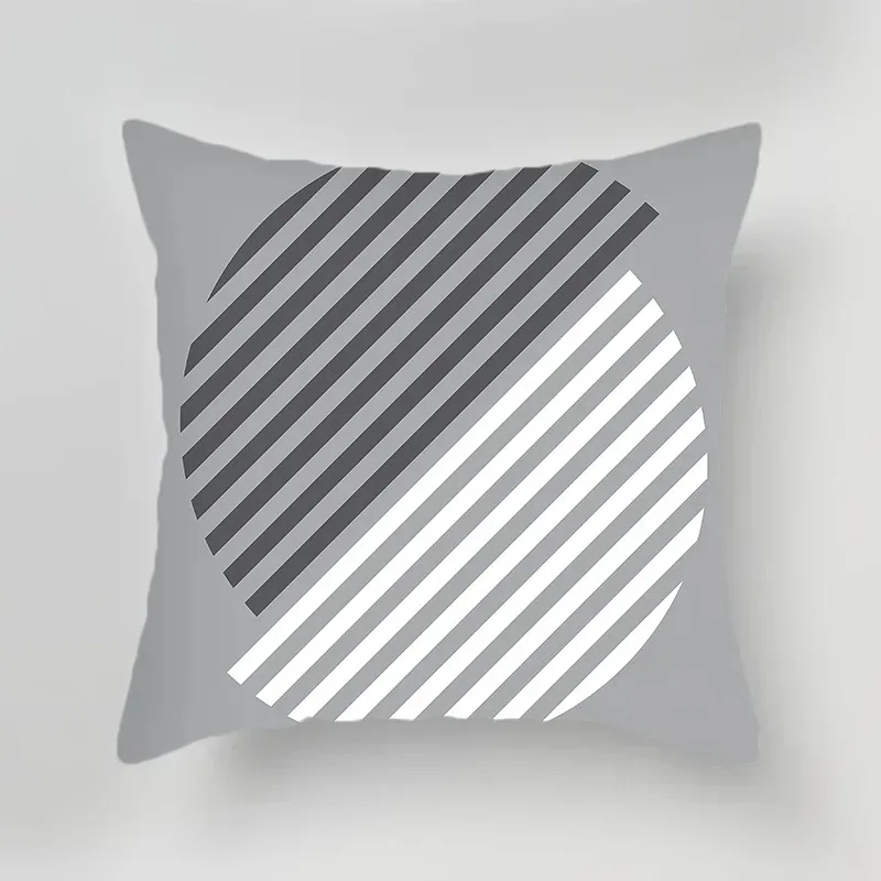 Black and White Gray Geometric Simple Print Pattern Luxury Home Decoration Pillowcase Living Room Sofa Car Cushion Cover