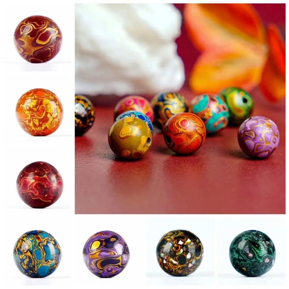 Neo-Chinese Style Bracelet Bead Lustrous Unique Lacquer Bead Ornaments Mother-of-pearl Inlay Jewelry DIY Accessories