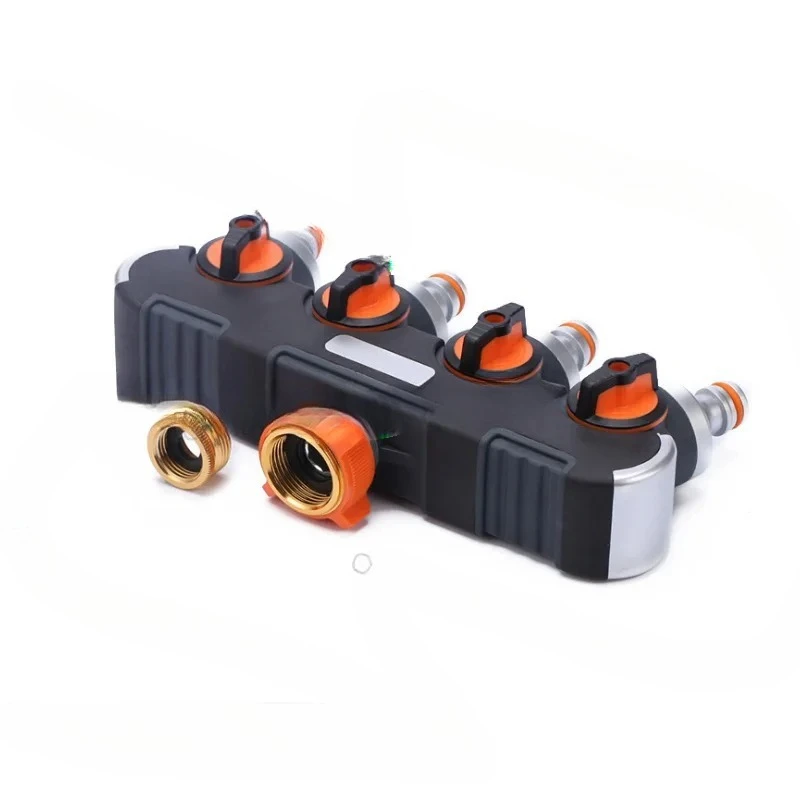 One-in-four-out water distribution controller, garden watering irrigation household metal multi-pass valve, water flow splitter