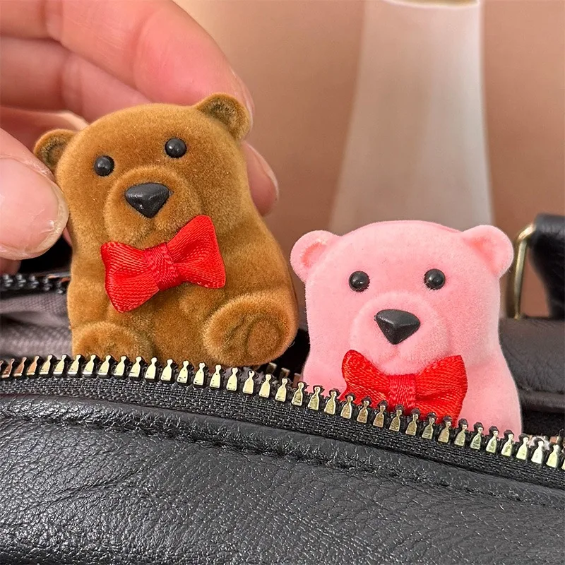 1pc New Cute Little Bear Velvet Jewelry Box Container Wedding Ring Box Fashion Earrings Rings Holder for Jewelry Display Boxes