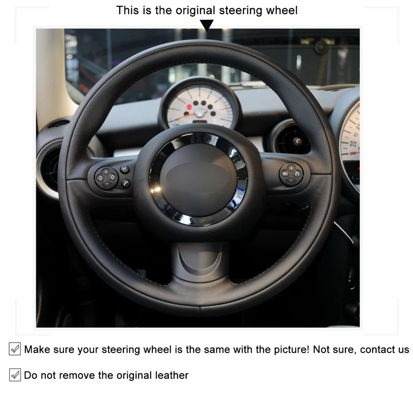 Custom Auto Braid On The Steering Wheel Cover for Mini Coupe Hand Stitching DIY Car Wheel Cover Car-styling Interior Accessories