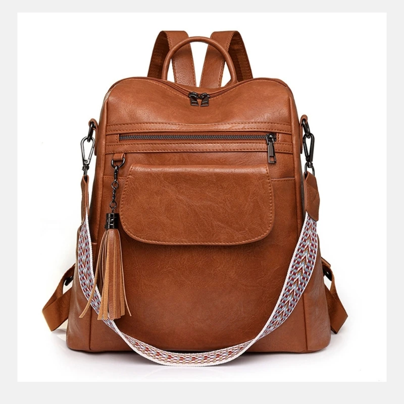 Bolso hombro para mujer Mochila cuero PU Mochilas vintage Mochilas casuales grandes