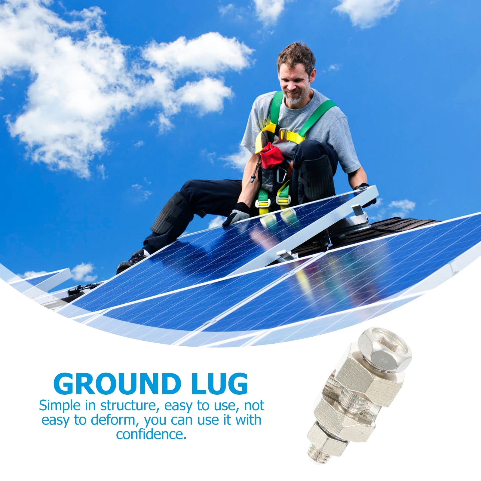 

2pcs Solar Grounding Clip Copper Hex Bolt-On Coupling For Photovoltaic Panel Earthing Lug Cable Clamp Connector