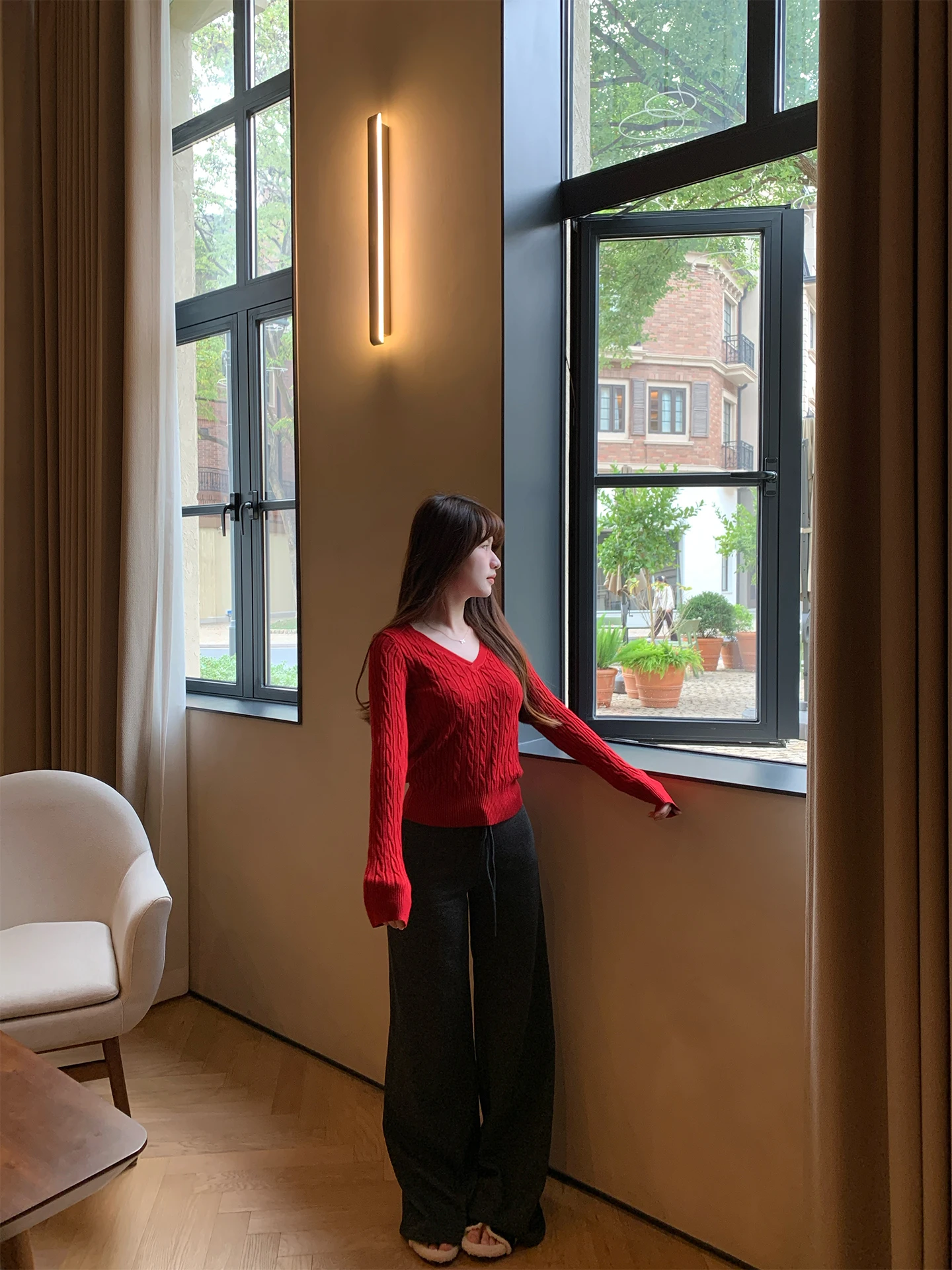 

ne High Waist Dstring Wide Leg Floor Length Pants Women's Loose Fit Comfortable Lazy Sle Fce Lined Casual Trousers