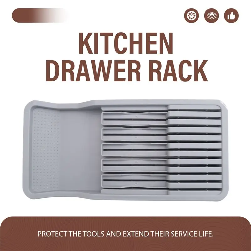 AC88-Knife Holder, In Drawer Knife Block Holder With Expandable Cutlery Tray Kitchen Drawer Organizer Insert-Holds 11 Knive Dura