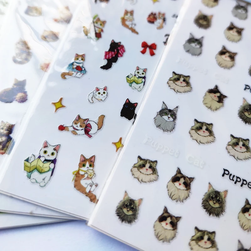 

Cute Black Cat Nail Stickers Decals 3D Cat Lovely Dog Cat Animal Bunny Nail Art Decoration Cute Cartoon Sliders Summer Manicure