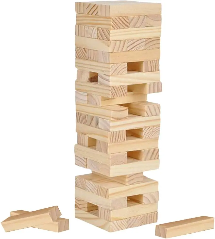 

Wooden Tower Game, Wood Tumbling Blocks Set with 54 Pieces, Fun Indoor Game Night Games for Kids, Adults & House Parties, Develo