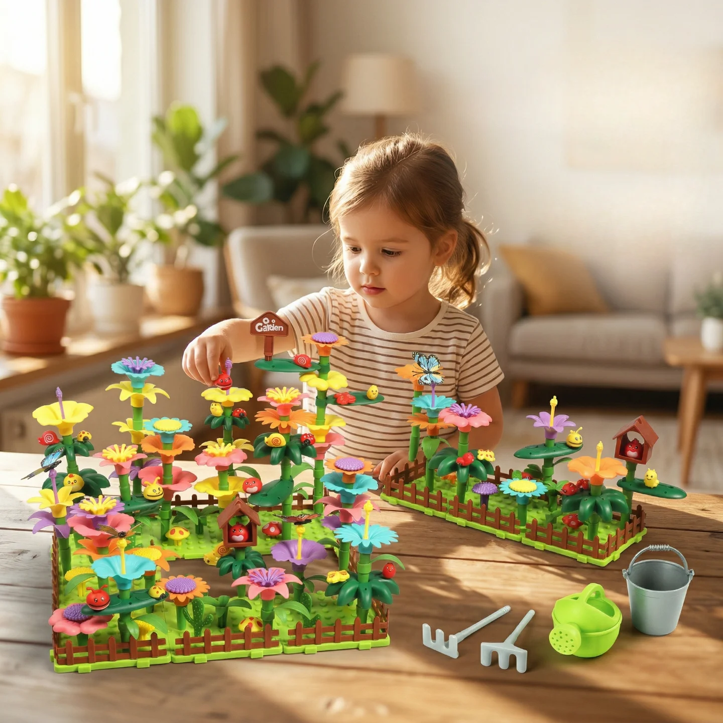 Flower Garden Building Toy, STEM Toys for Preschool Children Educational Activity, Flower Stacking Toys for Kids Age 3-6