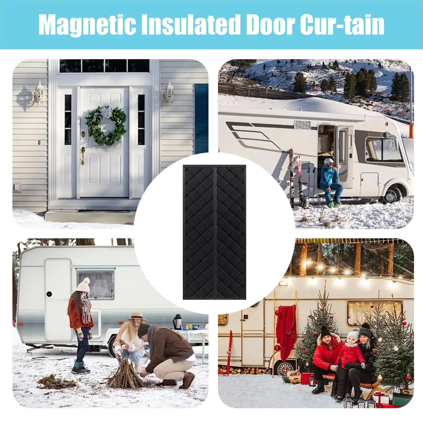 Door Insulation Cover Magnetic Pet-Friendly Thermal Door Curtains Magnetic For Kitchens Doorway Bedrooms Nursery Bedroom Home