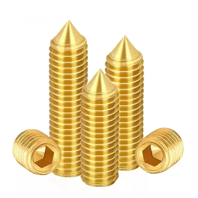 Brass Tip Setting Screw  M3 M4 M5 M6  Hex Hexagon Socket Cone Point Grub Set Screw Tapered End Bolt