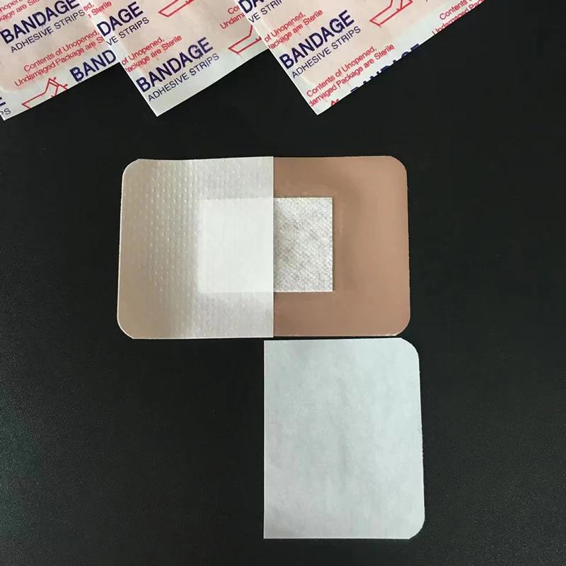 Bandage Médical Adhésif Carré de Grande Taille, Respirant, Imperméable, PE, pour les Blessures, Soins Hémostatiques, Premiers Secours, 7,6x5,1 cm, 100 Pièces