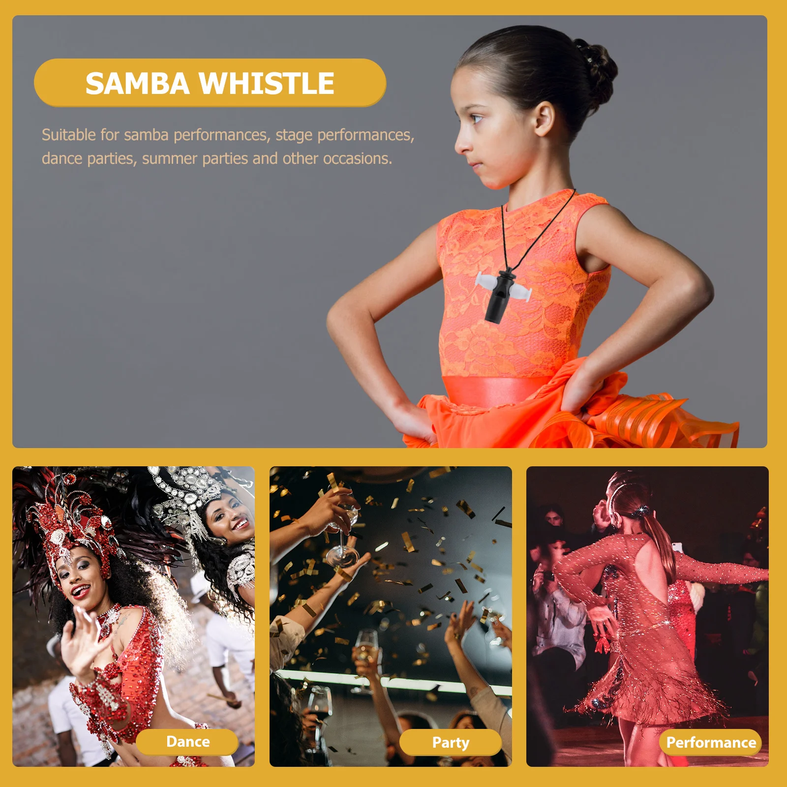 

3Pcs Samba Whistles Smooth Burr-Free Loud Sound for Stage Party Samba Performance Portable Whistle Whistle for Performance