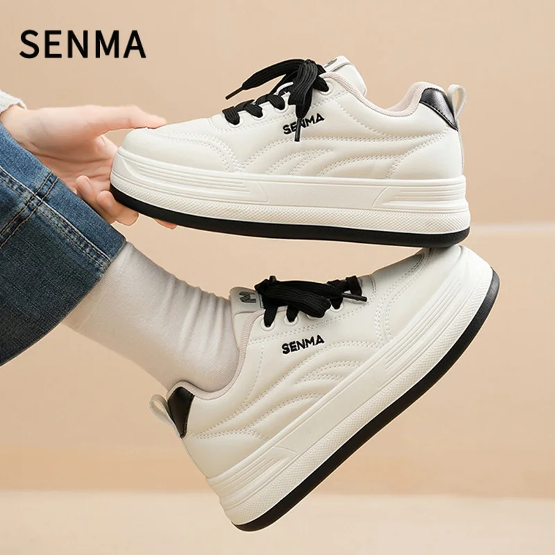 SENMA Women Shoes Thick-Soled Casual Women's Height-Increasing Shoes Casual Shoes Height Increase Low-Top Shoe Sneaker for Women