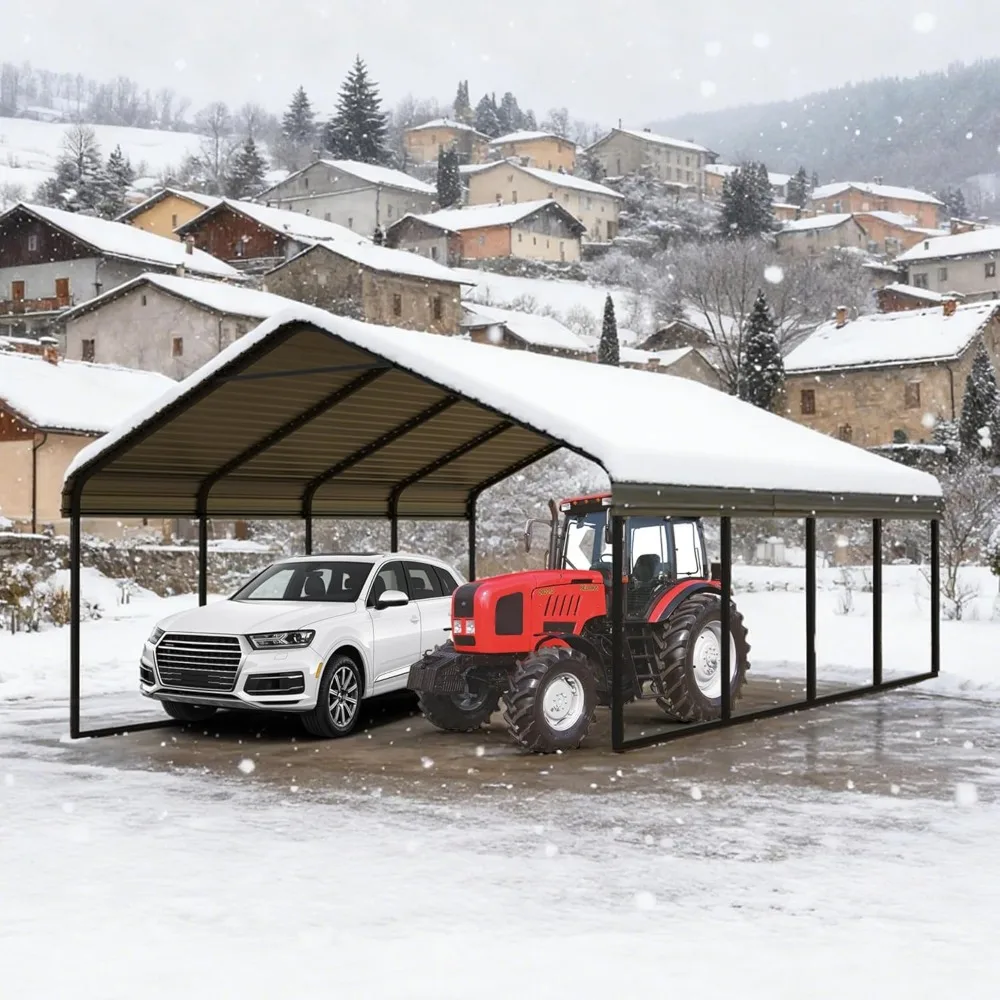 

Сверхмощный карпорт 20x20 футов, металлический карпорт для двора, автомобильный порт для 2 автомобилей, рама на крышу из оцинкованной стали, портативный съемный гараж