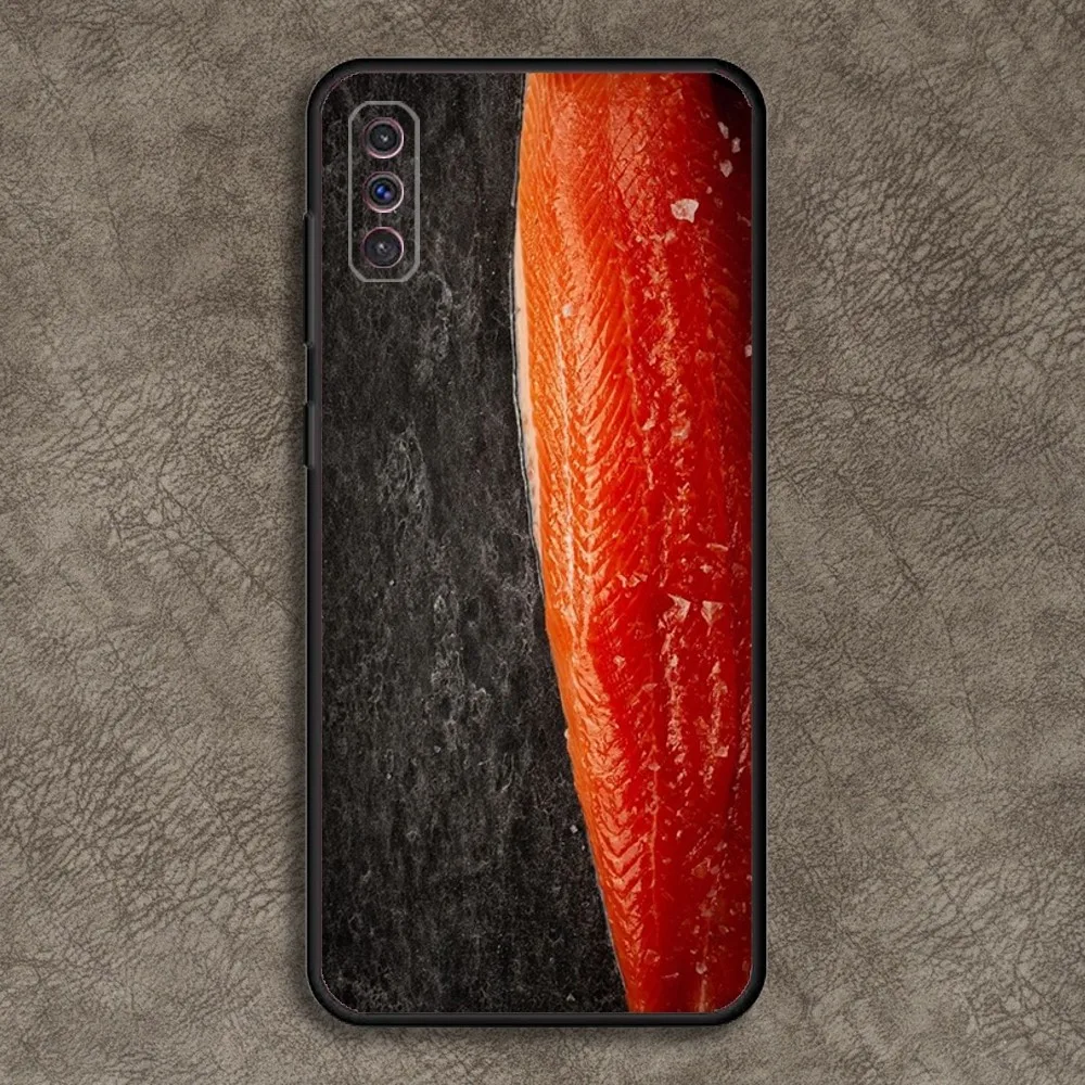 Delicious Salmon Phone Case for SamsungA 91,80,73,72,71,70,53,52,51,42,41,40,32,31,30,22,21,20,13 S 4G 5G Soft Black Case