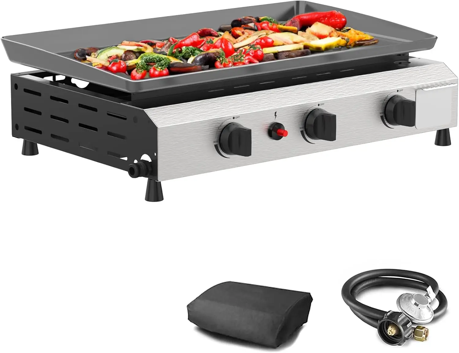 3-Burner Portable Propane Griddle, 23.3 Inch, 30000 Btu For…