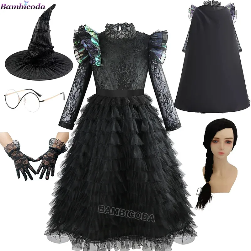 

Gotic Movie Wicked Cosplay Girls Witches Costumes Glinda Elphaba Cosplay Costume Party Role-playing Suit Black Dress Robe Hat