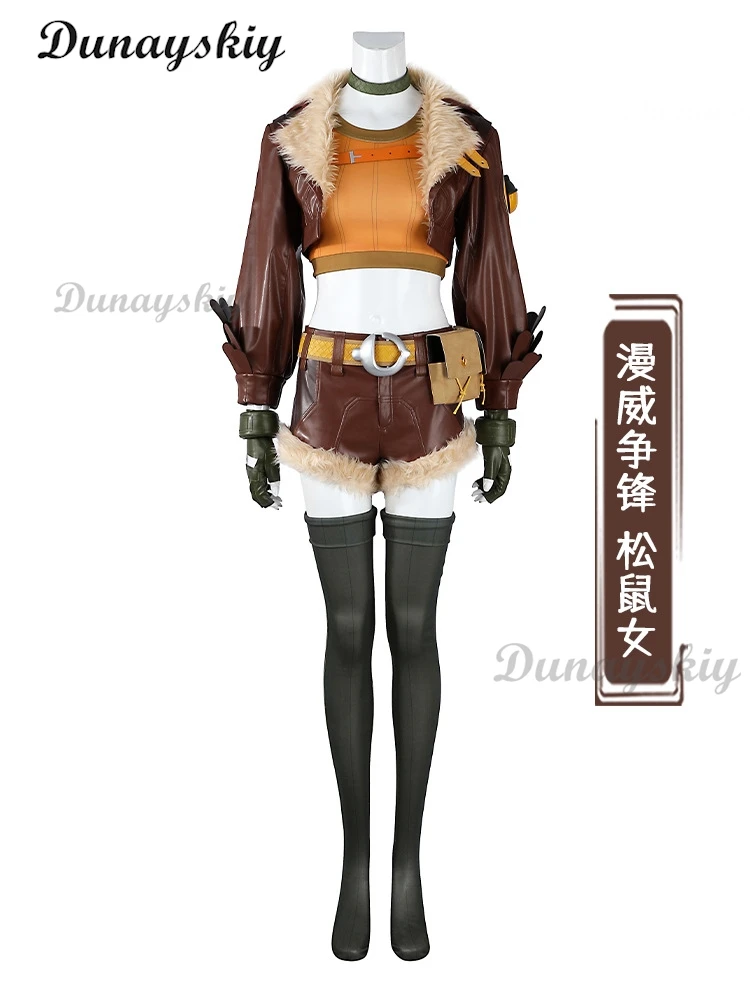 Игра Rivals Squirrel Girl Косплей Костюм Парик Ухо Горячая Одежда для Женщин Пальто Короткий Полный Комплект Униформа Хэллоуин Вечеринка Ролевые Игры