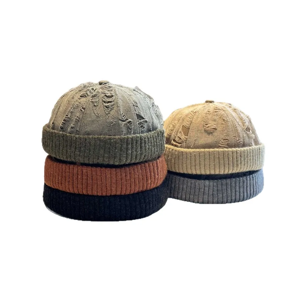 Vintage Ripped Distressed Beanies Cap Fashion Painter Hat Small Loop Beanie For Men Women Keep Warm Street Party Hats