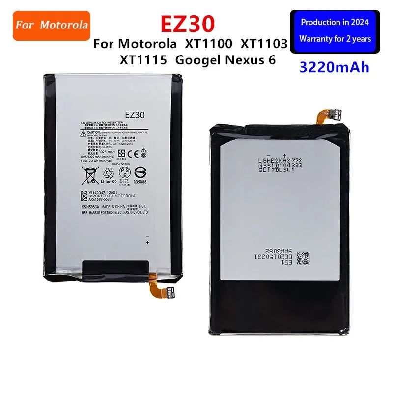 100% Original EZ30 3220mAh Battery For Motorola Moto XT1100 XT1103 XT1115/GOOGLE Nexus 6  Mobile phone Batteries